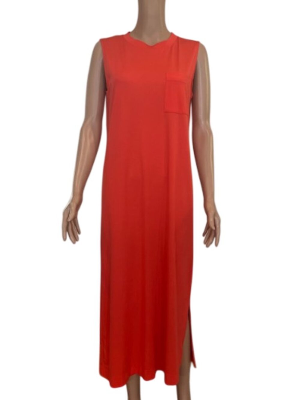 Jones NY Sleeveless Coral Shift Maxi Sleeveless Dress Size M Super Soft NWT